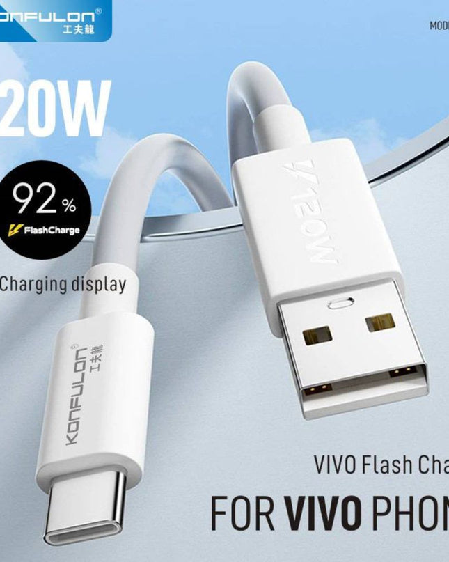 Data kabl KONFULON DC110, VIVO 120W, sa kablom USB na Type C beli 1m