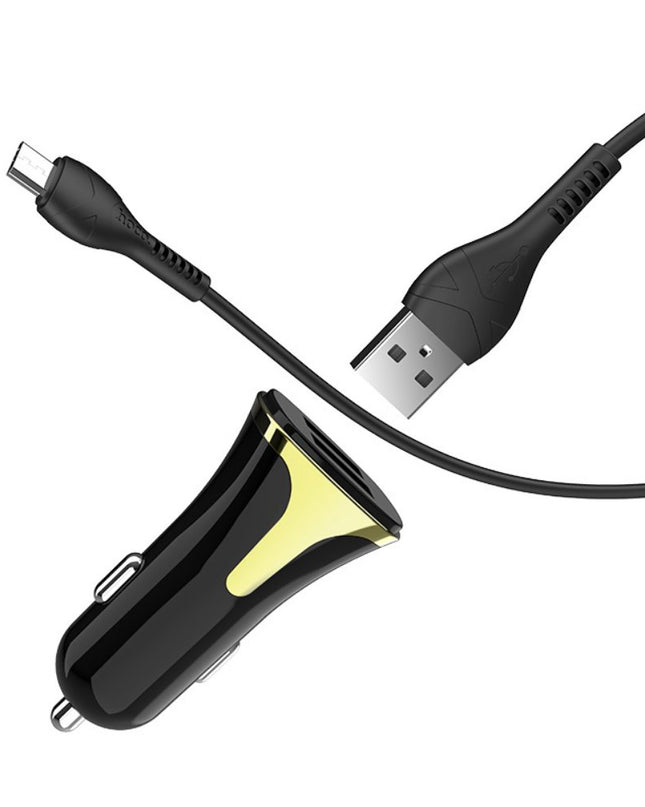 Auto punjac HOCO Z31 QC3.0 2xUSB sa micro USB kablom crni