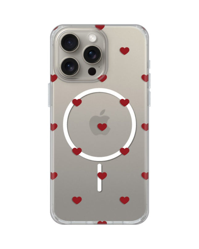 Maska za iPhone 15 Pro Max 6.7 Red Hearts Print Magsafe