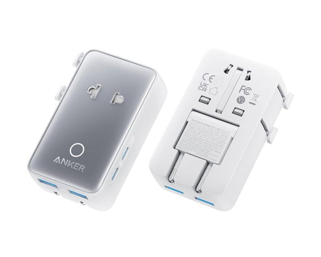 ANKER Nano 20W putni zidni punjač 5-portova (2x USB-A, 2x USB-C, utičnica EU na US, UK, AU i EU), bela