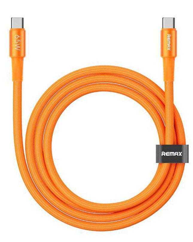 Data kabl REMAX Velocity CB25 Fast charging 65W Type C na Type C 1.2m narandzasti