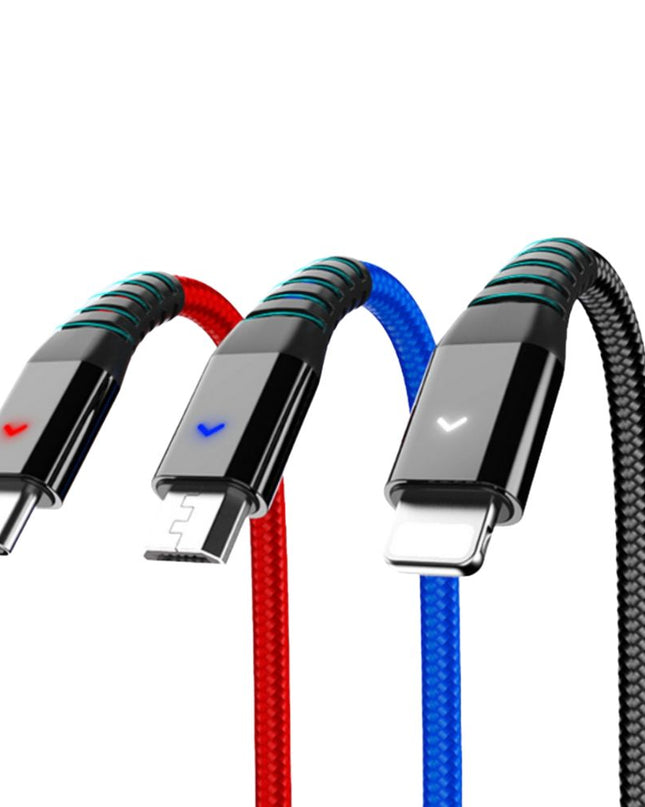 Data kabl KONFULON DC08, 2.4A, 3u1 USB na micro, lightning, Type C 1.2m