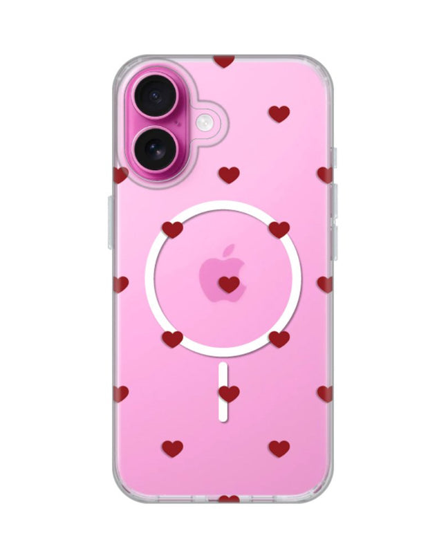 Maska za iPhone 16 6.1 Red Hearts Print Magsafe