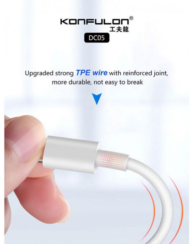 Data kabl KONFULON DC05 za iphone lightning beli 1m