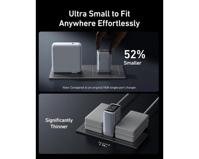 ANKER Prime 100W GaN zidni brzi punjač, 3-porta (2x USB-C i 1x USB-A) srebrni crna