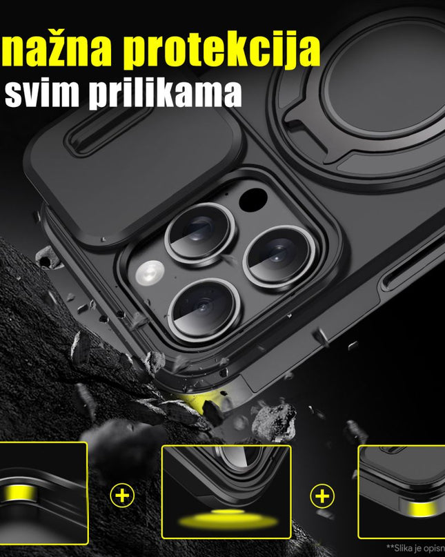 Maska za Xiaomi Redmi Note 15 Pro Plus 5G (EU) crna CamShield Ring stand