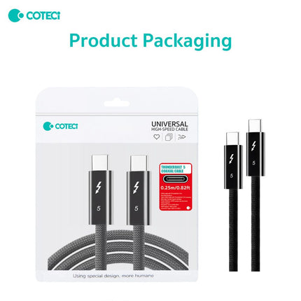 Data kabl Coteci Thunderbolt OF-066 120Gbps 240W 4k PD Type C na Type C crni 0.3m