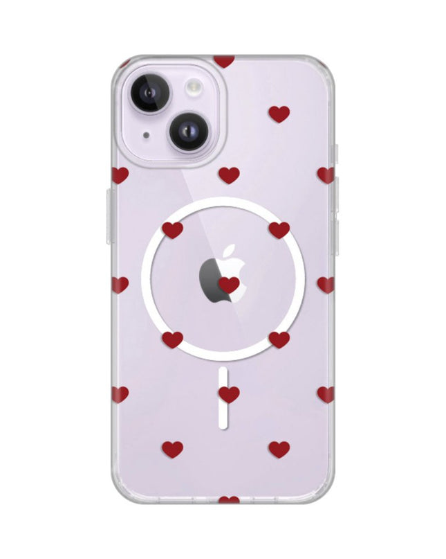 Maska za iPhone 13/14 6.1 Red Hearts Print Magsafe