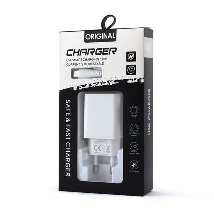 Kucni punjac 2.1A sa USB na micro USB kablom CE beli