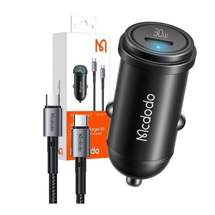 MCDODO CC-7493 SET AUTO Punjač 30W USB-C + KABL TIP-C NA TIP-C. DUŽINA 1,2m crna