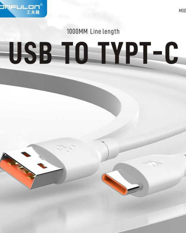 Data kabl KONFULON DC65, 3A, USB na Type C beli 1m