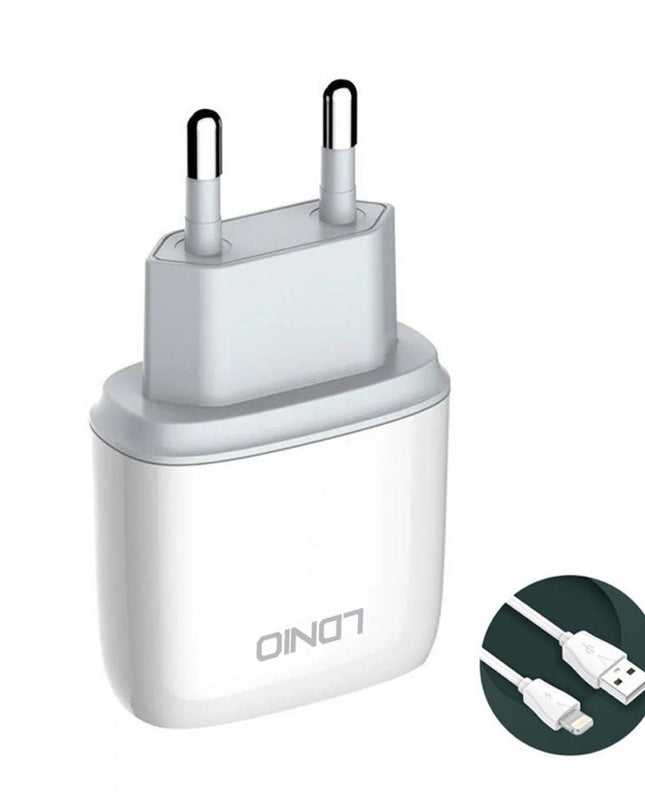 Kucni punjac LDNIO A1209Q QC3.0, 18W sa iPhone lightning kablom beli