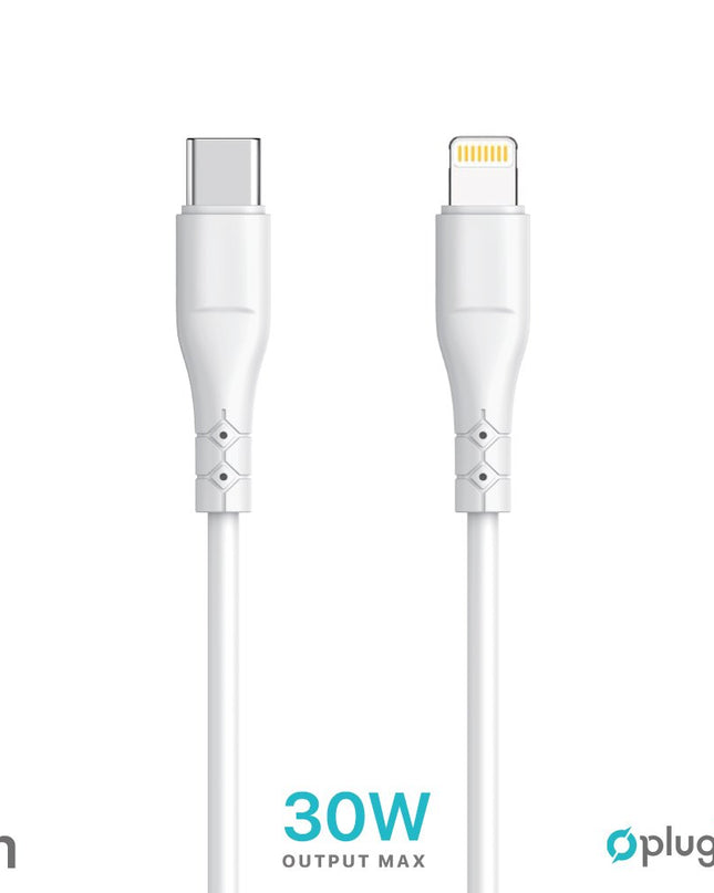 Data Kabl Pluginn PI-PDL 30W Type C na Lightning beli 2m