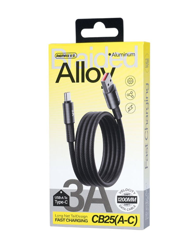 Data kabl REMAX Velocity CB25 Fast charging 3A USB na Type C 1.2M crni