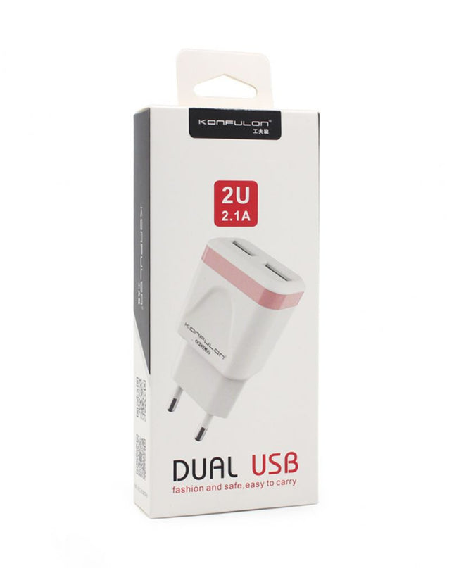 Kucni punjac KONFULON C31+S05 2xUSB 5V 2.1A sa iPhone lightning kablom beli