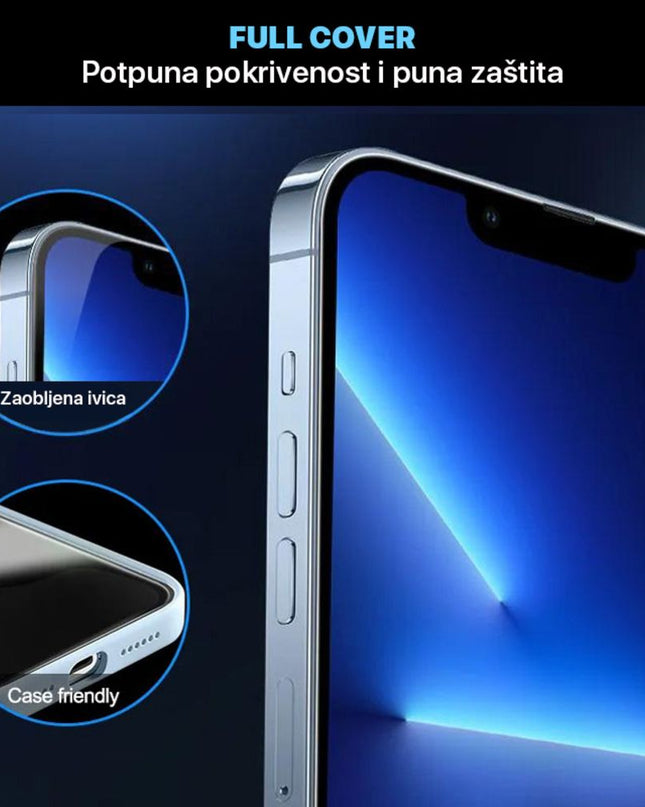 Zastitno Staklo Tempered glass 2.5D dust free Box za iPhone 13 Mini 5.4 crni
