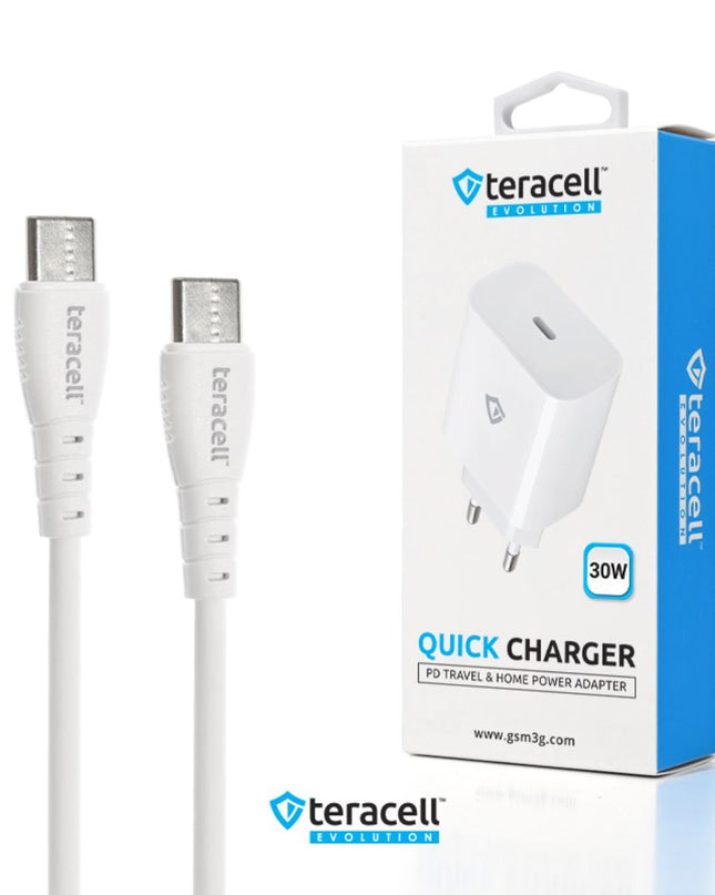 Kucni punjac Teracell Evolution TC-18 PD Fast charging 30W sa PD type C kablom beli CE