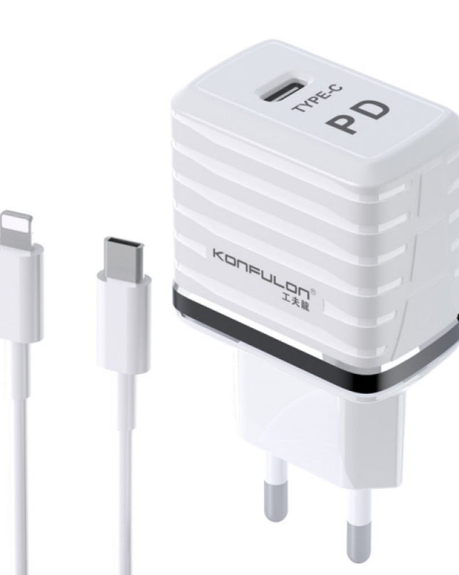 Kucni punjac KONFULON C32D+DC13 PD 20W sa iPhone lightning kablom