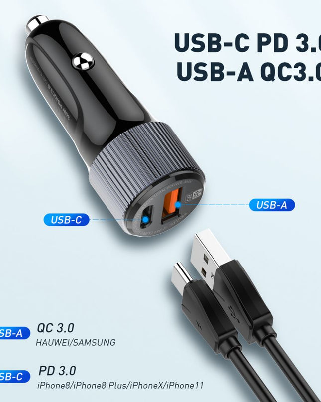 Auto punjac LDNIO C510Q PD/QC3.0 36W sa Type C kablom