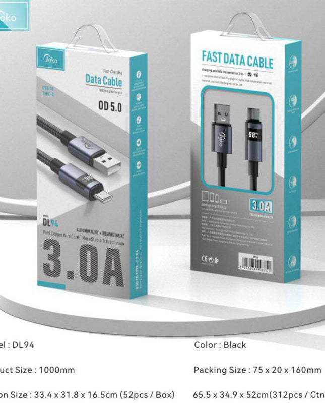 Data kabl KONFULON DL94, LCD Display, USB na Type C 1m