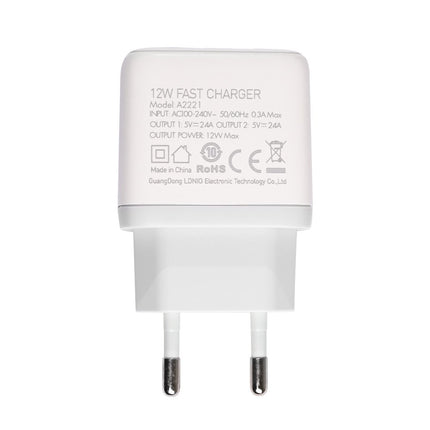 Kucni punjac LDNIO A2221 2xUSB, 12W sa Type C kablom beli