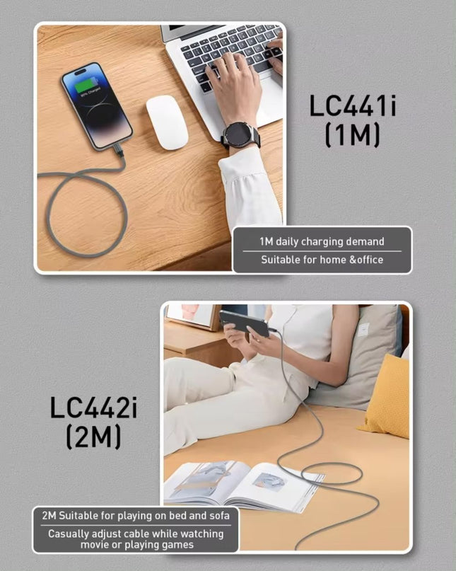 Data kabl LDNIO LC442I 30w, Type C na iPhone Lightning sivi 2m