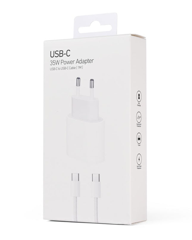 Kucni punjac PD Fast charger 35W za iPhone 15-16 sa PD Type C kablom CE beli