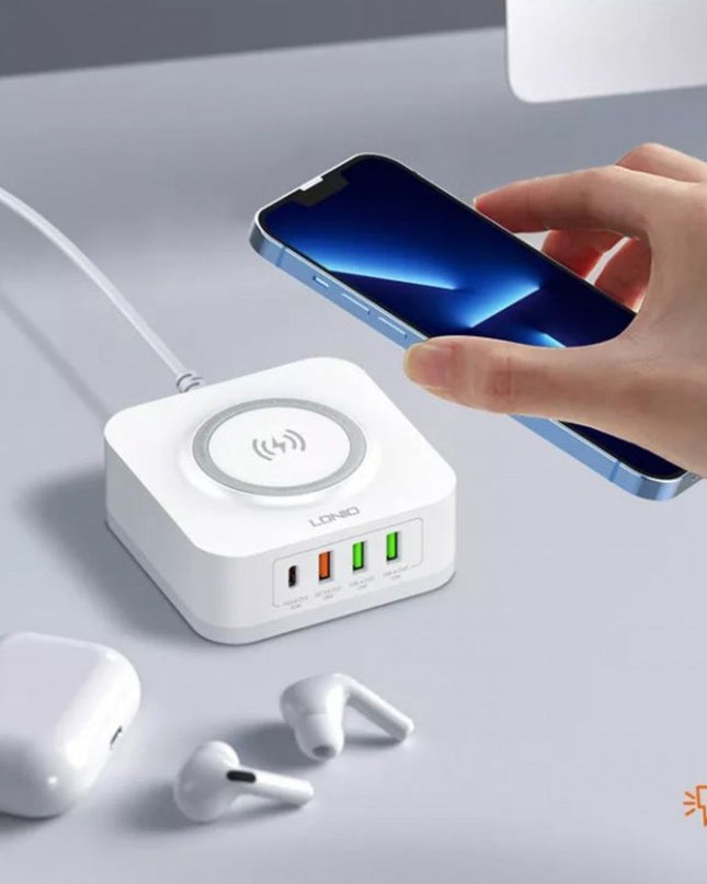 Kucni punjac LDNIO AW004 32W Desktop Wireless Quick Charge 3.0 + PD 30W beli
