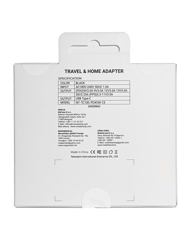 Kucni punjac PD Fast charger 45W redizajn za Samsung sa PD Type C kablom CE crni