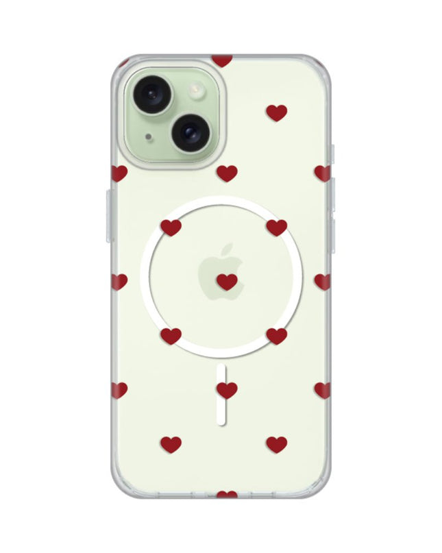 Maska za iPhone 15 6.1 Red Hearts Print Magsafe