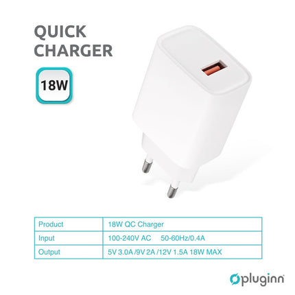 Kucni Punjac Pluginn AJ-18 QC3.0 18W sa micro USB kablom beli CE