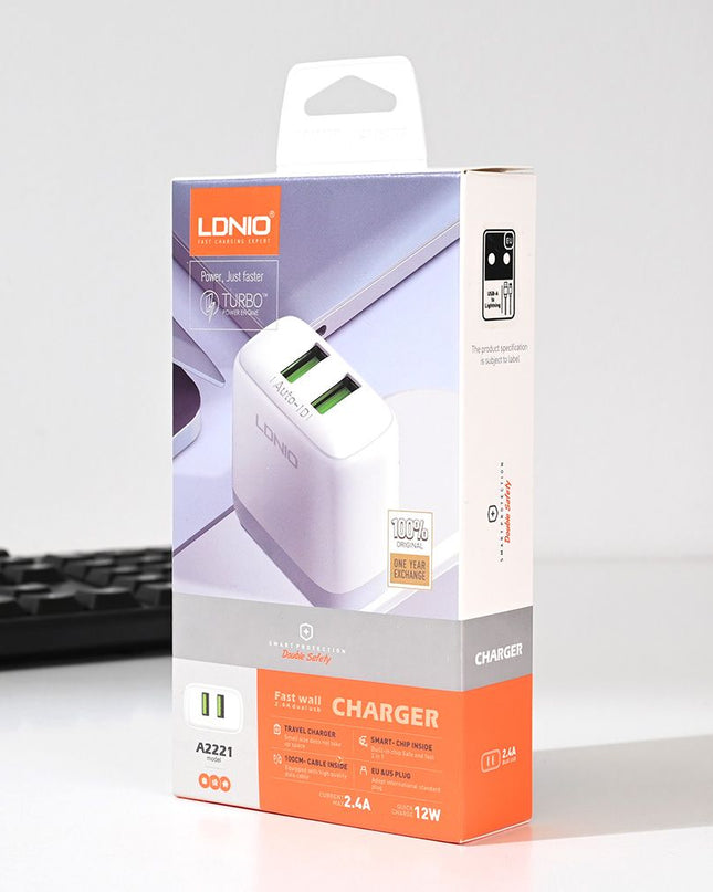 Kucni punjac LDNIO A2221 2xUSB, 12W sa micro USB kablom beli