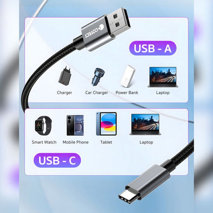 Data kabl Coteci 87313 60W 10 Gbps USB 3.0 na Type C crni 1m