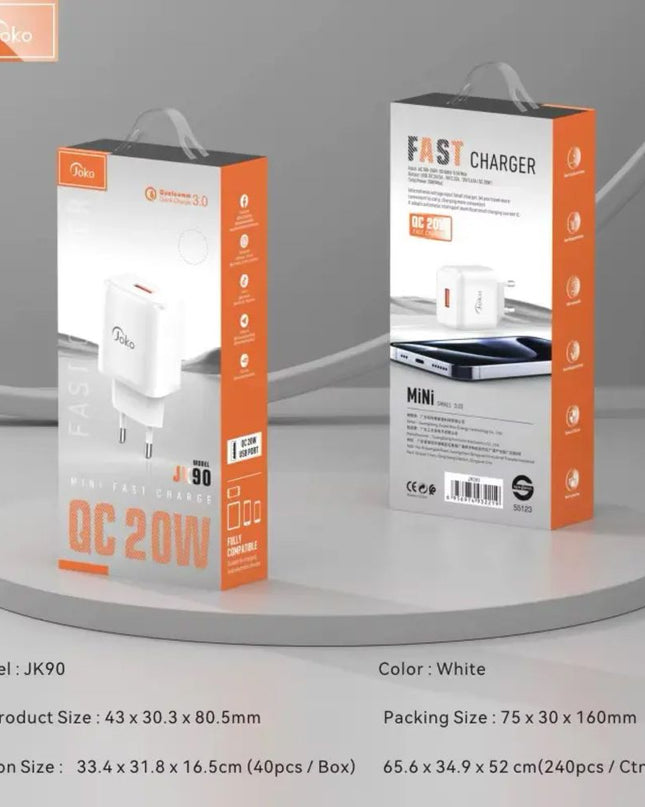 Kucni punjac KONFULON JK90+DC64 PD20W sa USB na iPhone lightning beli