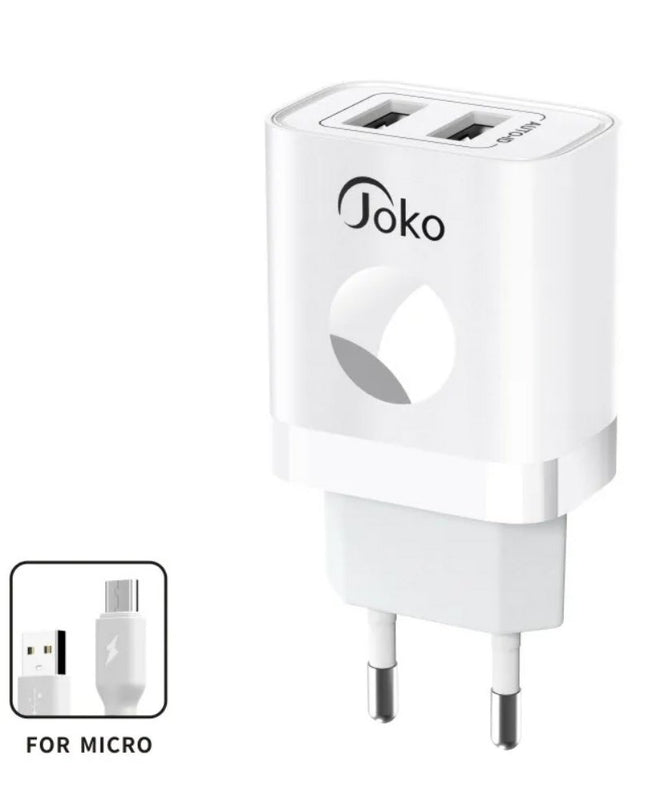 Kucni punjac KONFULON JK72, 2xUSB, 2.4A,12W, sa micro USB kablom beli