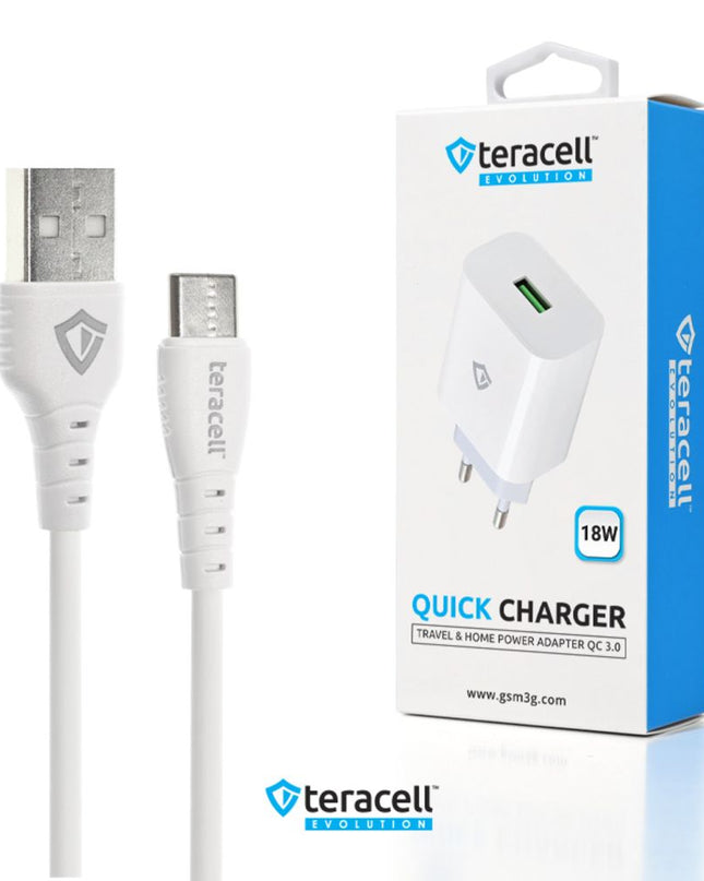 Kucni punjac Teracell Evolution TC-09 QC3.0 18W sa Type c kablom beli CE