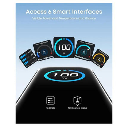 ANKER 100W GaN zidni brzi punjač, 3-porta (2x USB-C i 1x USB-A) sa USB-C M/M pletenim kablom, siva