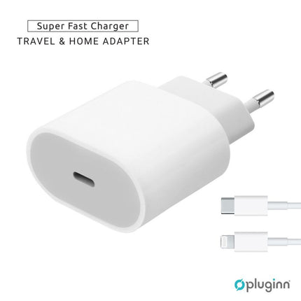 Kucni Punjac Pluginn AJ-20 A2347 EMC3621 PD Fast 20W za iPhone 11-14 sa PD lightning kablom CE bela