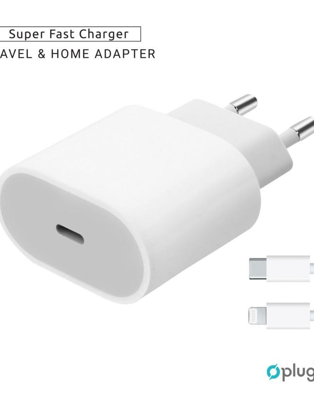 Kucni Punjac Pluginn AJ-20 A2347 EMC3621 PD Fast 20W za iPhone 11-14 sa PD lightning kablom CE bela