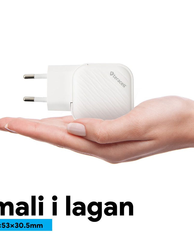Kucni punjac Teracell Evolution TC-17GP, GaN, PPS, PD 3.0, 60W sa PD Type c kablom beli CE