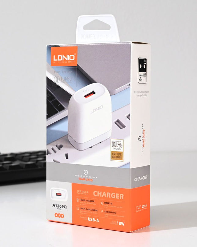 Kucni punjac LDNIO A1209Q QC3.0, 18W sa micro USB kablom beli