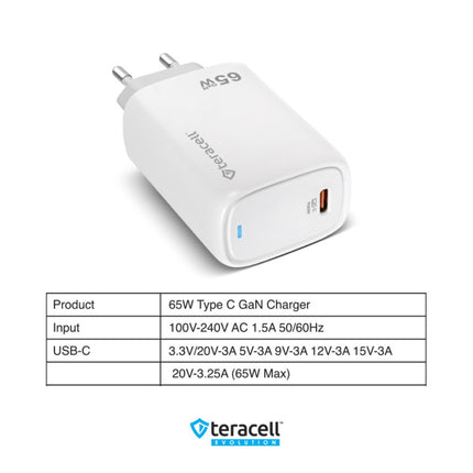 Kucni punjac Teracell Evolution TC-20, GAN, PD Fast charging 65W beli CE