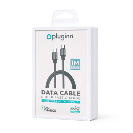 Data kabl Pluginn fast PD 100W Type C na Type C sivi 1m