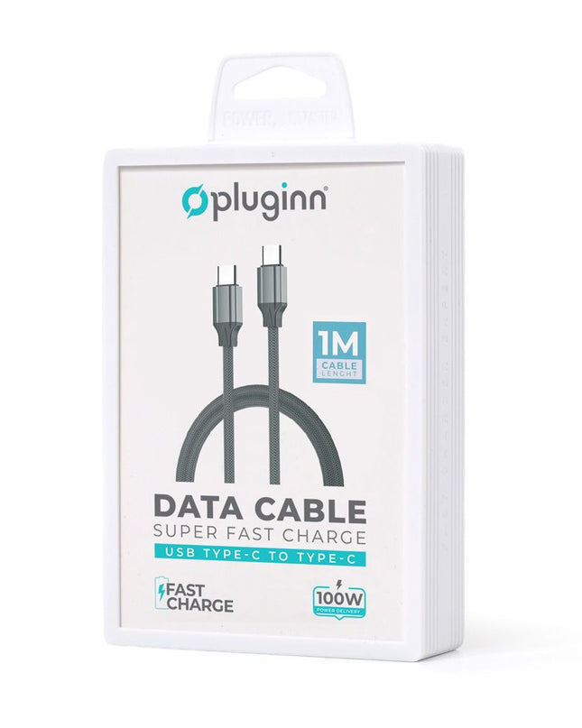 Data kabl Pluginn fast PD 100W Type C na Type C sivi 1m