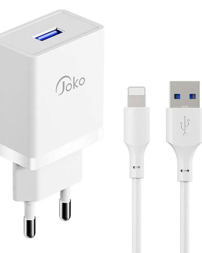Kucni punjac KONFULON JK77 2.4A sa iPhone lightning kablom beli 1m
