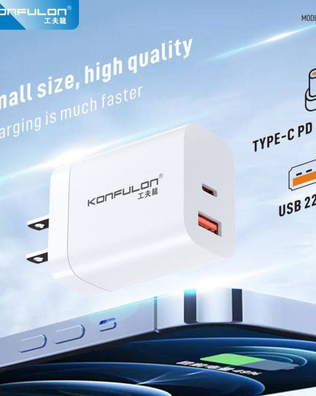Kucni punjac KONFULON C100Q PD 45W, QC 20W beli