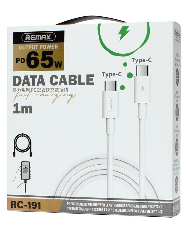 Data kabl REMAX RC-191 Fast Charging PD 65W Type C na Type C beli