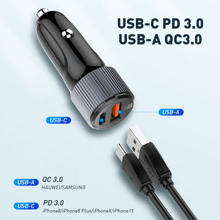 Auto punjac LDNIO C510Q PD/QC3.0 36W sa Type C na Type C kablom