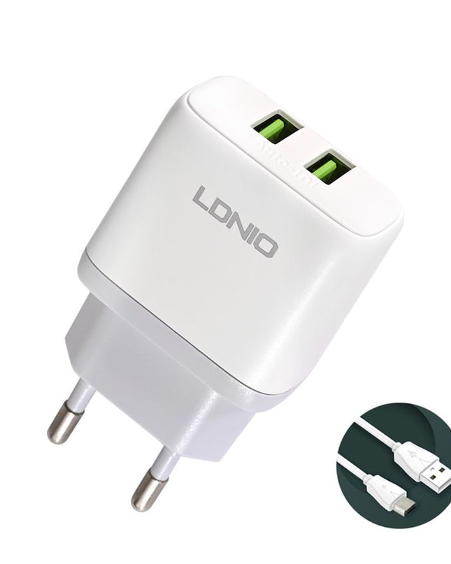 Kucni punjac LDNIO A2221 2xUSB, 12W sa micro USB kablom beli