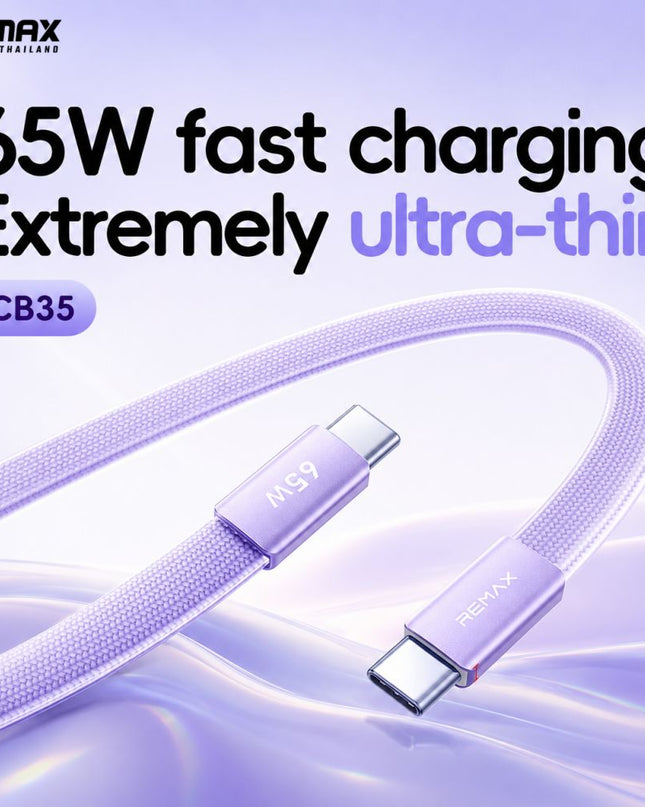 Data kabl REMAX Ultimate Series CB35 65W Ultra-Thin Fast Charging Type C na Type C 1.2m plavi